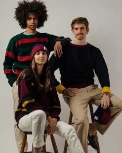 J. Press Shaggy Dog Sweater - Blue/Bordeaux/Green Stripe